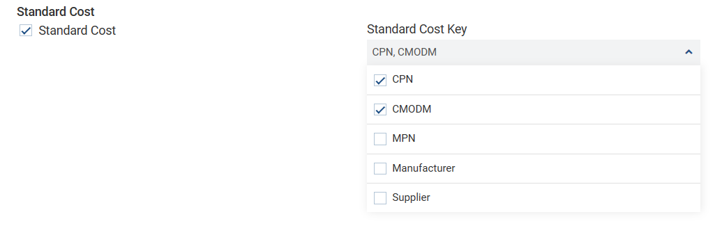 Standard Cost Configuration